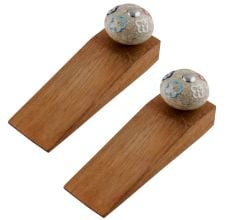 2 Pieces Multicolor Crackle Ceramic Wooden Door Stopper